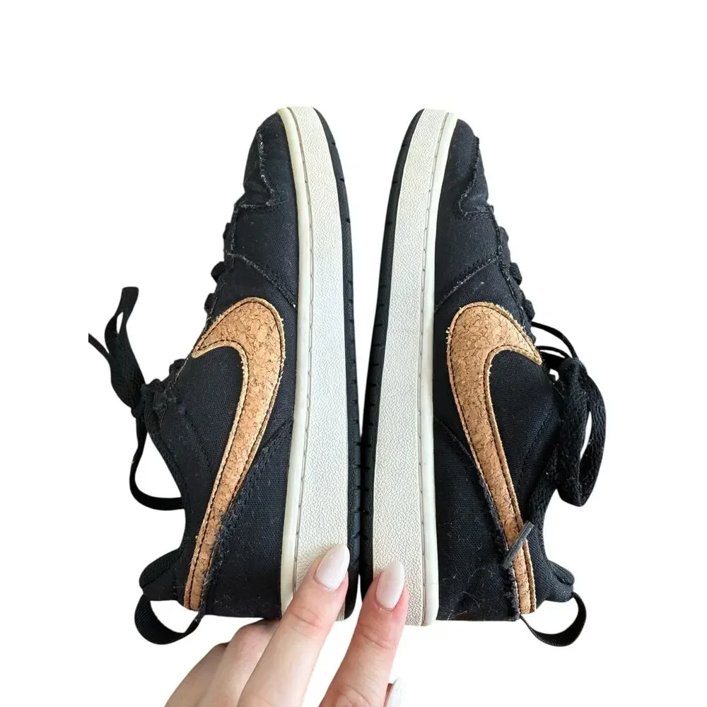 Nike Court Borough Low 2 Black Canvas Cork Swoosh Sneakers DC7949-001 Youth 5Y